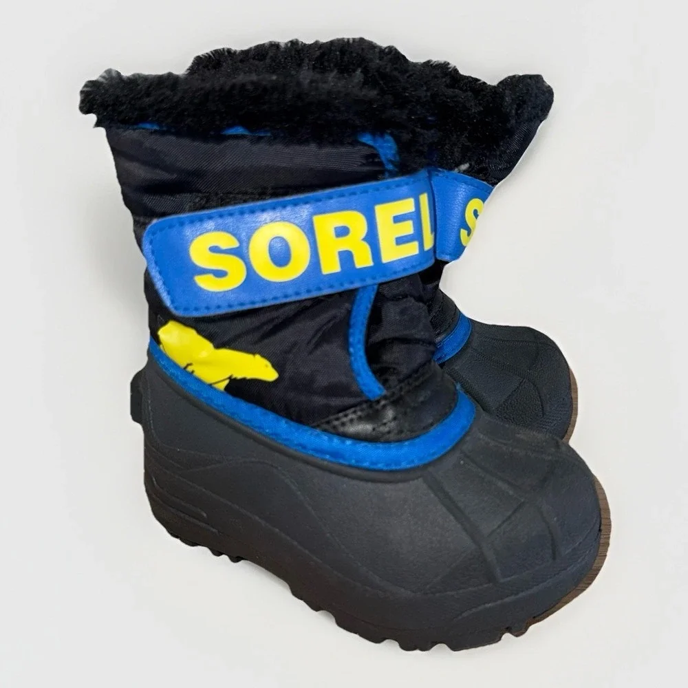 Sorel Toddler Snow Boots Boys Size 7 Blue Black Insulated Winter Boots Kids